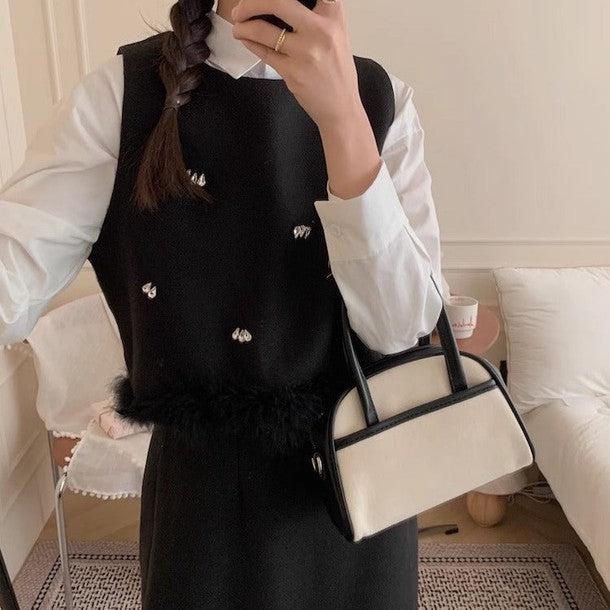 ツイードエコファービジューベスト＆スカート 6435-画像11-韓国ファッション通販POPREA［ポップリア］