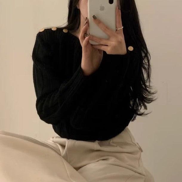 ショルダーゴールドボタンニット 6430-画像11-韓国ファッション通販POPREA［ポップリア］
