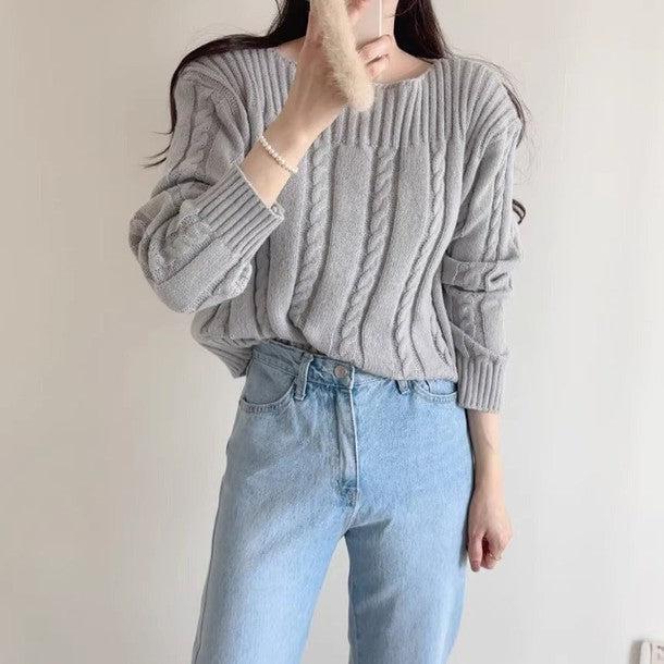 ボートネックケーブルニット 6471-画像11-韓国ファッション通販POPREA［ポップリア］