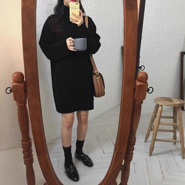 ミディ丈タートルネックワンピースニット 6457-画像11-韓国ファッション通販POPREA［ポップリア］