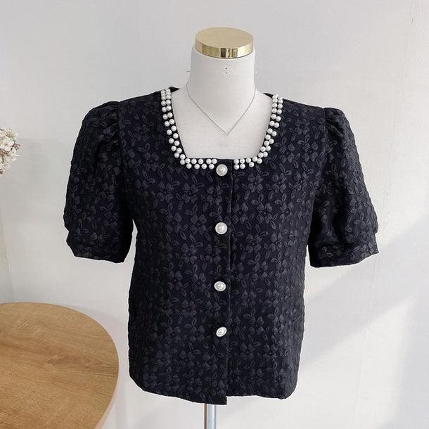 スクエアカラーパールパフスリーブシャツ 5994-画像11-韓国ファッション通販POPREA［ポップリア］