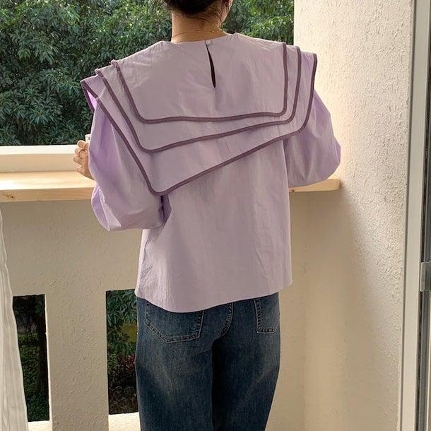 セーラーネックカラーブラウス 6623-画像11-韓国ファッション通販POPREA［ポップリア］