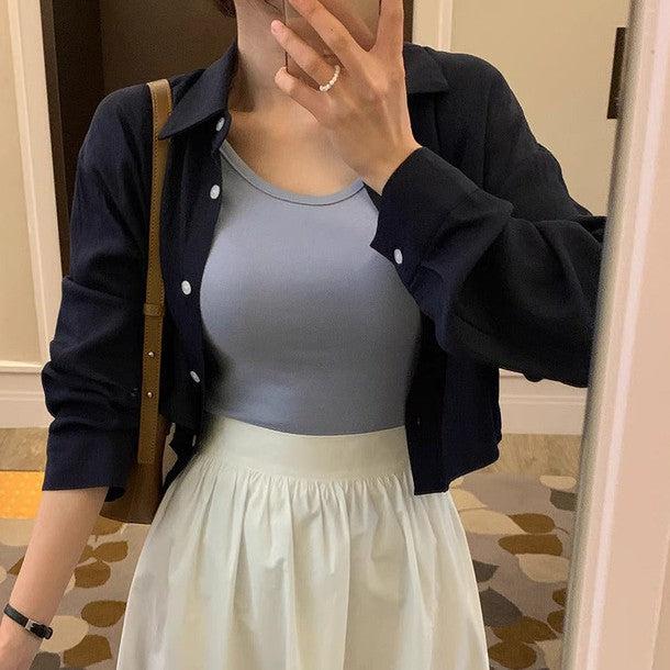 バックボタンオープンショートシャツ﻿ 6210-画像11-韓国ファッション通販POPREA［ポップリア］