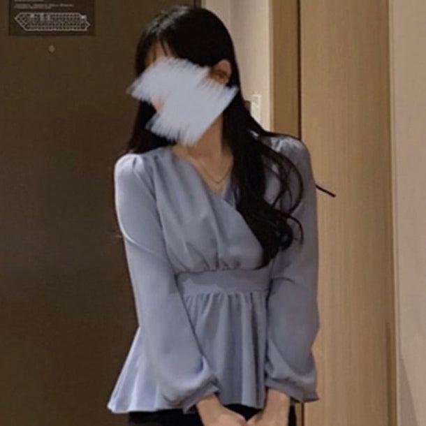 バックリボンVネックブラウス 6002-画像11-韓国ファッション通販POPREA［ポップリア］