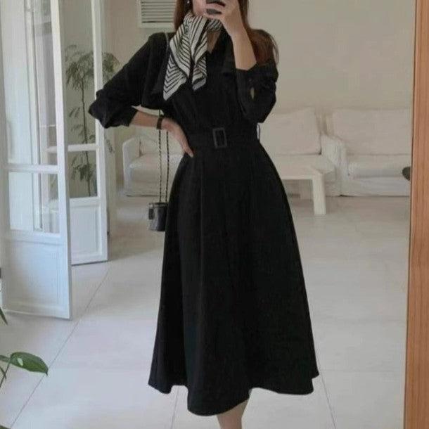 ケープフレアウエストベルトワンピース 6373-画像11-韓国ファッション通販POPREA［ポップリア］