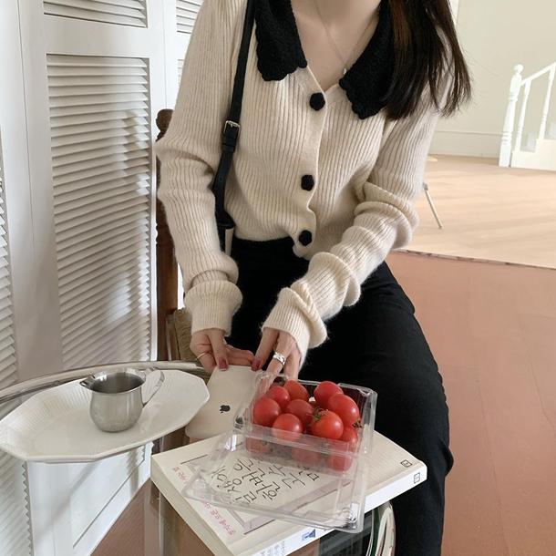 かぎ針フラワーボタンリブニット 6431-画像11-韓国ファッション通販POPREA［ポップリア］