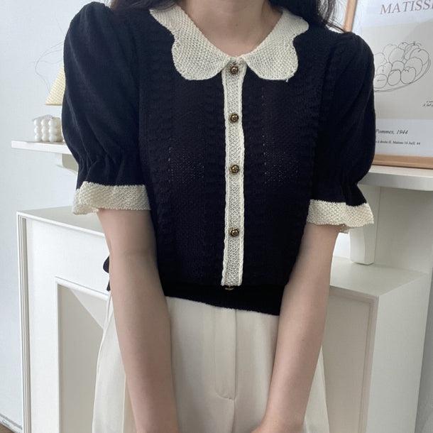 スリムフィットパフスリーブニットカーディガン 5998-画像11-韓国ファッション通販POPREA［ポップリア］