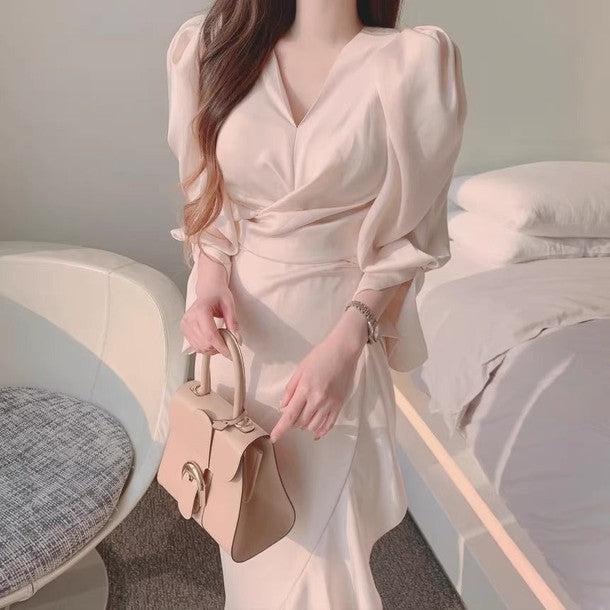 Vネックマーメイドフリルドレス 6449-画像11-韓国ファッション通販POPREA［ポップリア］