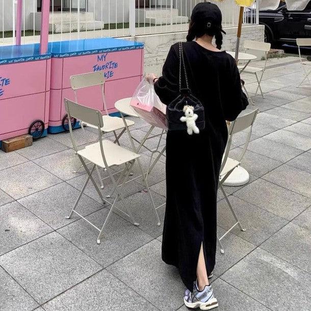 Vネックポイントロゴスエットワンピース﻿ 6207-画像11-韓国ファッション通販POPREA［ポップリア］