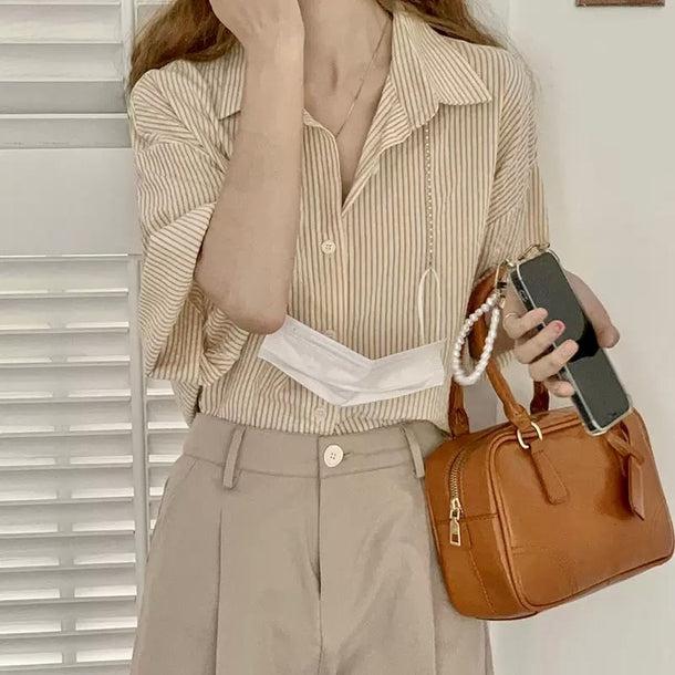 シンプルストライプシャツ 6061-画像11-韓国ファッション通販POPREA［ポップリア］