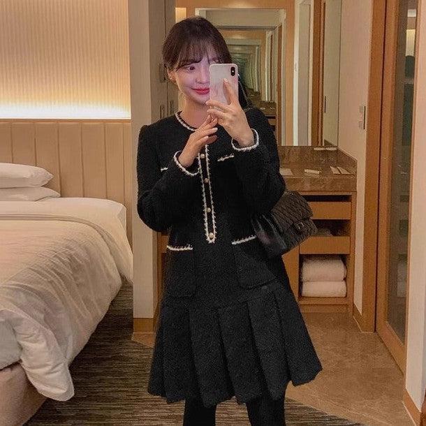 ノーカラーニットドッキングワンピース 6429-画像11-韓国ファッション通販POPREA［ポップリア］