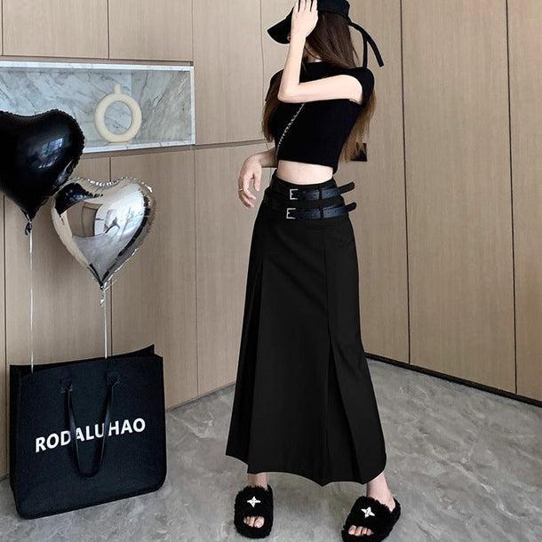 ダブルベルトAラインスカート﻿ 6094-画像11-韓国ファッション通販POPREA［ポップリア］