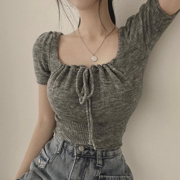 スクエアカラーリボンニット﻿ 6046-画像12-韓国ファッション通販POPREA［ポップリア］