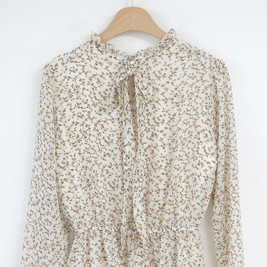 バックリボン小花柄ロングワンピ‐ス 6586-画像12-韓国ファッション通販POPREA［ポップリア］