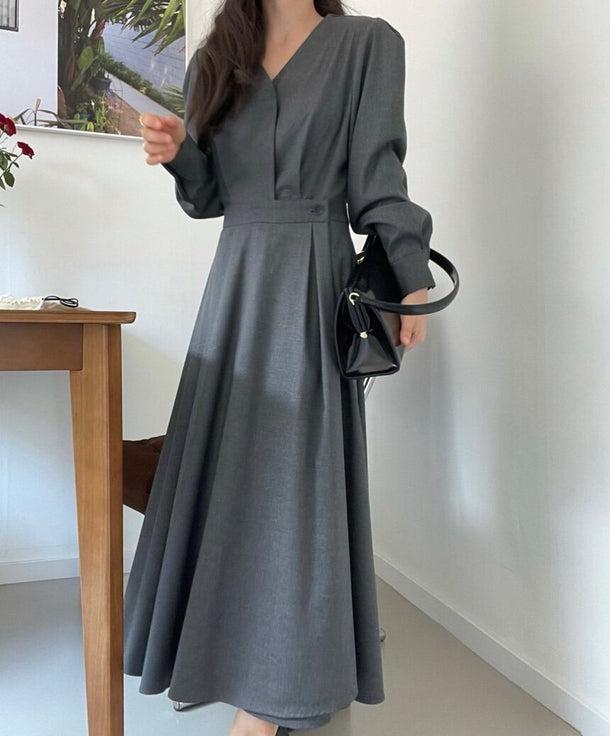 Vネックハイウエストワンピース﻿ 6149-画像12-韓国ファッション通販POPREA［ポップリア］