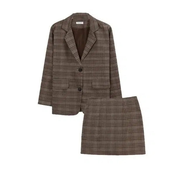 チェックミニツーピーススーツ 6366 - 韓国ファッション通販