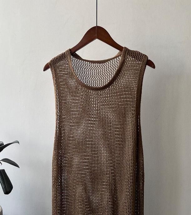 透かし編みノースリーブロングニット 6073-画像12-韓国ファッション通販POPREA［ポップリア］