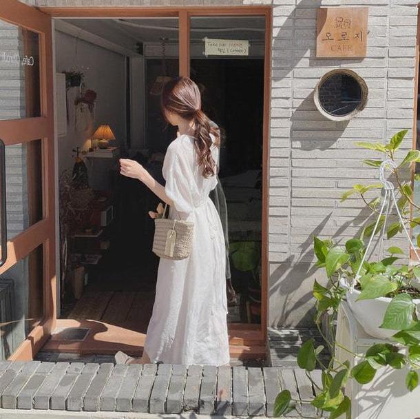 パフスリーブプレーンワンピース﻿﻿ 6649-画像12-韓国ファッション通販POPREA［ポップリア］