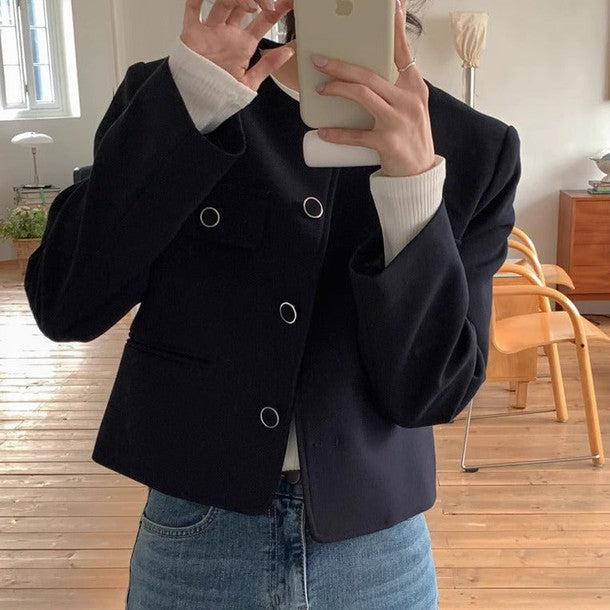 サイドポケットノーカラージャケット﻿ 6220-画像12-韓国ファッション通販POPREA［ポップリア］