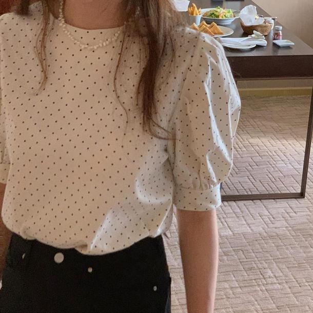 2WAY半袖ドットブラウス﻿ 6642-画像12-韓国ファッション通販POPREA［ポップリア］