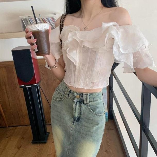 オフショルダーフリルブラウス 6074-画像12-韓国ファッション通販POPREA［ポップリア］
