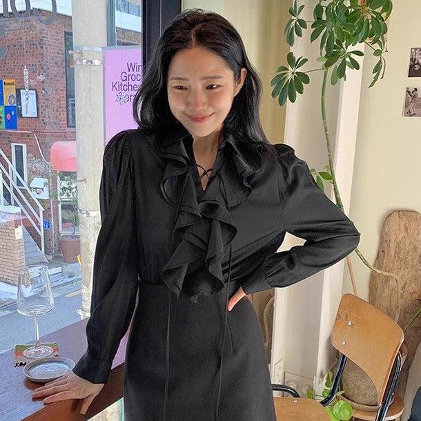 ボリュームフリルVネックネックブラウス 6399-画像12-韓国ファッション通販POPREA［ポップリア］