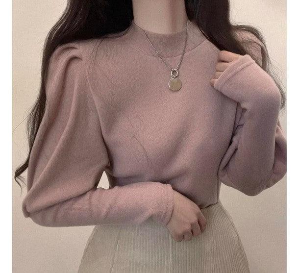 パフスリーブボトルネックニットトップス 6329-画像12-韓国ファッション通販POPREA［ポップリア］