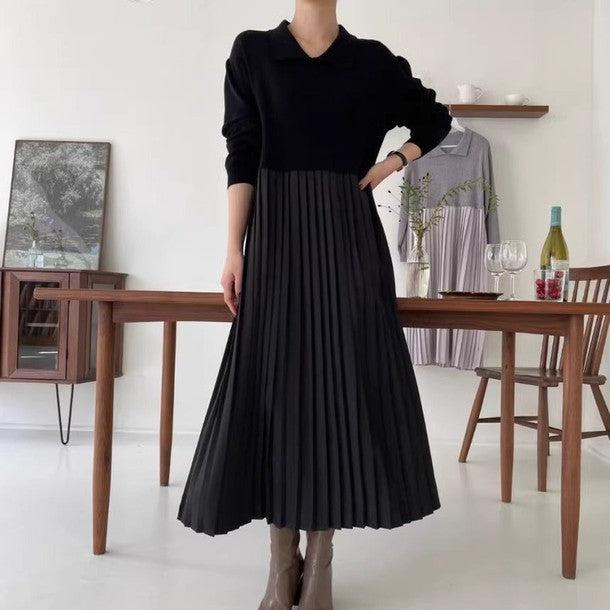 プリーツ切り替えニットロングワンピース﻿﻿﻿﻿﻿ 6263-画像12-韓国ファッション通販POPREA［ポップリア］