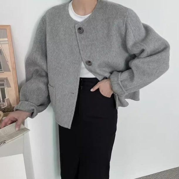 ウール混ボタンノーカラージャケット﻿﻿﻿﻿﻿ 6262-画像12-韓国ファッション通販POPREA［ポップリア］