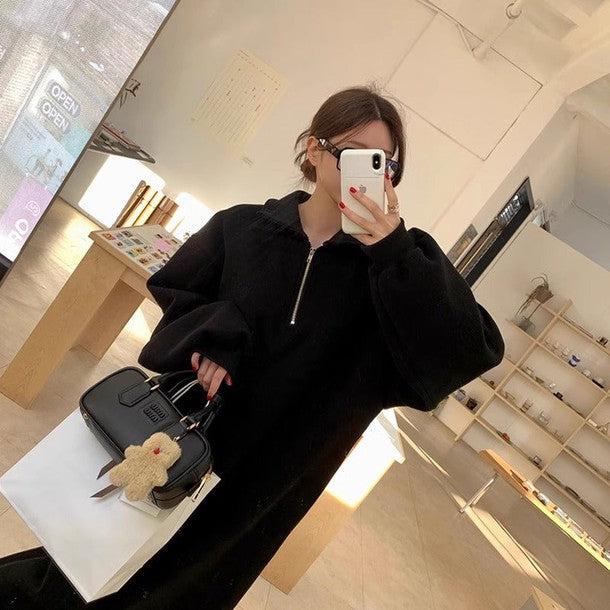 襟付きハーフジッパーワンピース 6439-画像12-韓国ファッション通販POPREA［ポップリア］