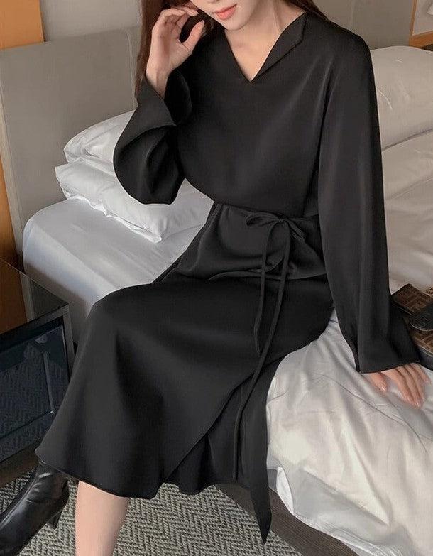 サテンVネックワンピース﻿ 6467-画像12-韓国ファッション通販POPREA［ポップリア］