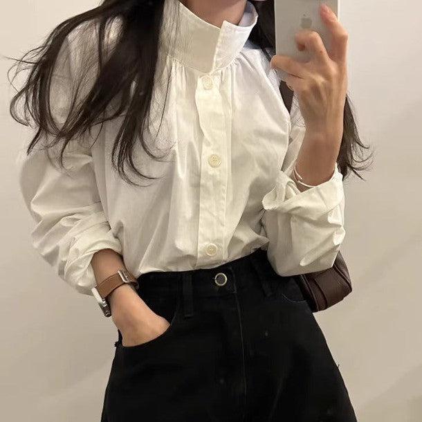 ハイカラーベーシック長袖シャツ﻿ 6230-画像12-韓国ファッション通販POPREA［ポップリア］