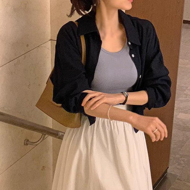 バックボタンオープンショートシャツ﻿ 6210-画像12-韓国ファッション通販POPREA［ポップリア］