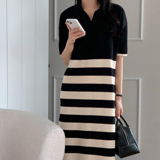 ストライプジャカードルーズニットドレス﻿ 6079-画像12-韓国ファッション通販POPREA［ポップリア］