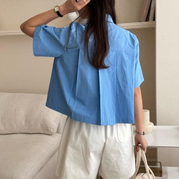 クロップドプリーツブラウス 6785-画像12-韓国ファッション通販POPREA［ポップリア］