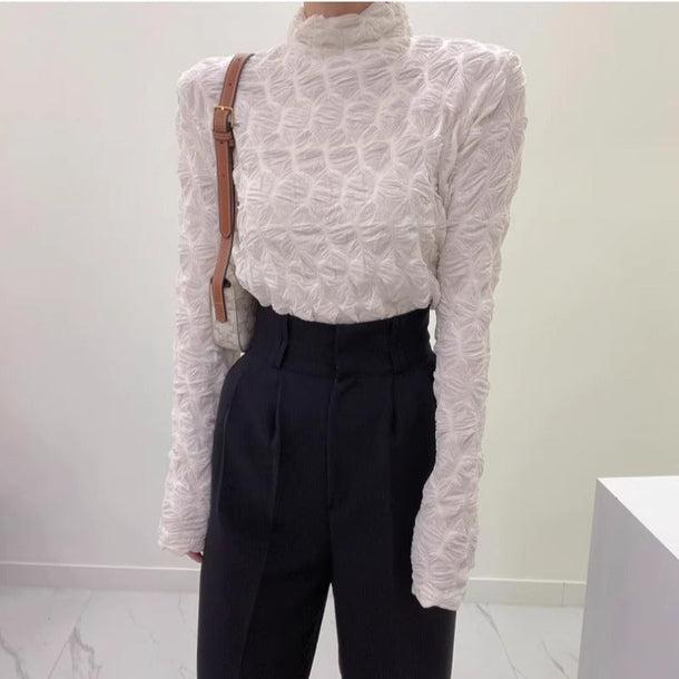 ウェーブパターンシアーハイネックトップス 6159-画像12-韓国ファッション通販POPREA［ポップリア］