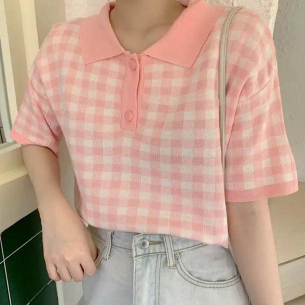 ブロックチェックバイカラーポロシャツ 6071-画像12-韓国ファッション通販POPREA［ポップリア］