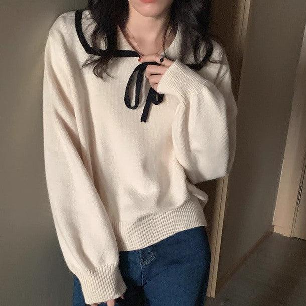 ワイドネックカラーリボンニット 6235-画像12-韓国ファッション通販POPREA［ポップリア］