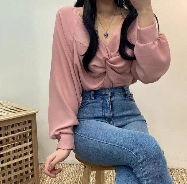 Vネックカシュクールブラウス 6480-画像12-韓国ファッション通販POPREA［ポップリア］