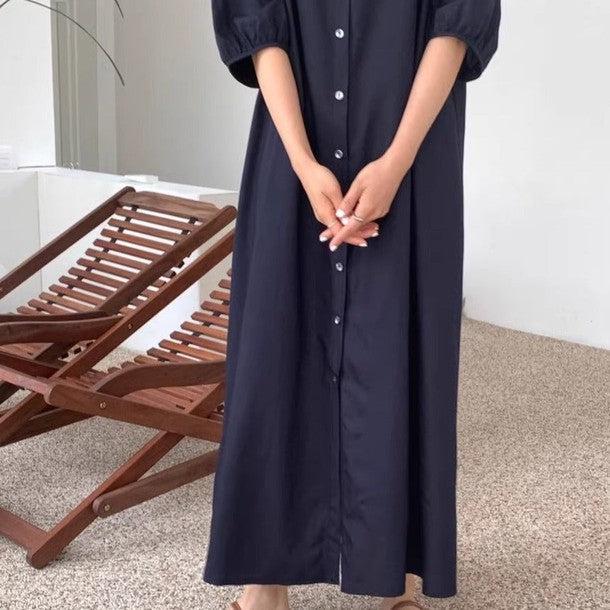 Vネックフロントボタンワンピース 6476-画像12-韓国ファッション通販POPREA［ポップリア］