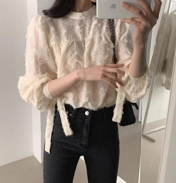 スリーブリボンハイネックブラウス 6451-画像12-韓国ファッション通販POPREA［ポップリア］