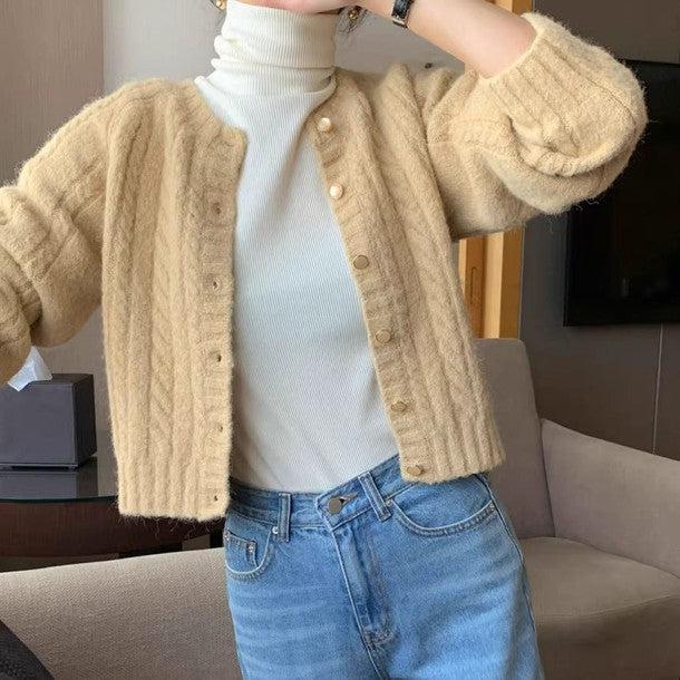 ライトカラーケーブルニットカーディガン 6298-画像12-韓国ファッション通販POPREA［ポップリア］