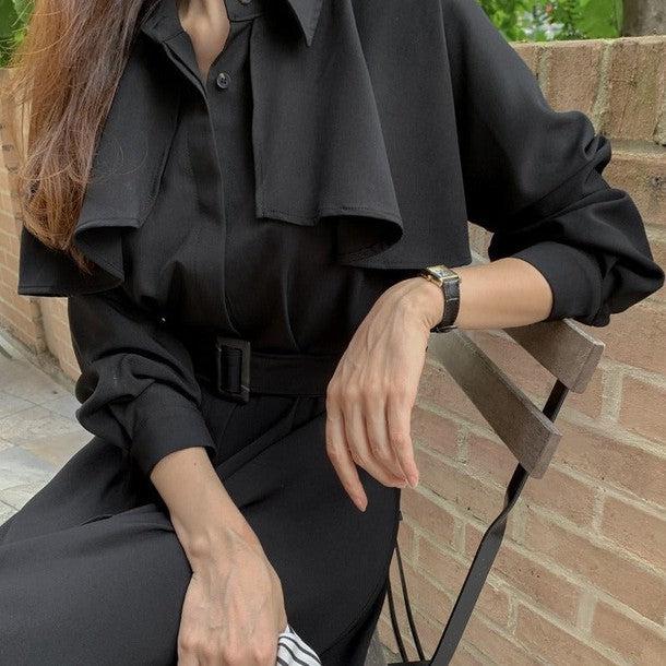 ケープフレアウエストベルトワンピース 6373-画像12-韓国ファッション通販POPREA［ポップリア］