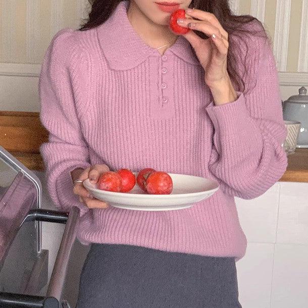 ボタンカラーパフスリーブニット 6239-画像12-韓国ファッション通販POPREA［ポップリア］