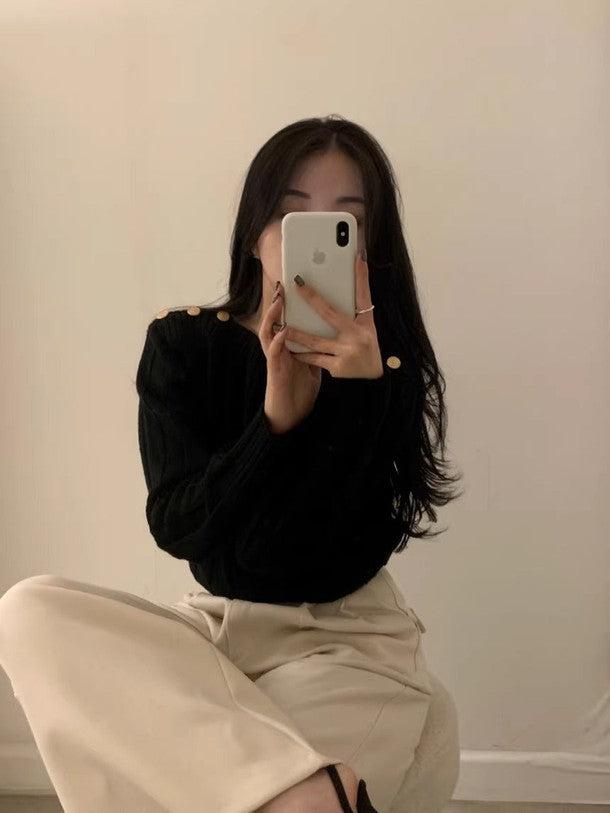 ショルダーゴールドボタンニット 6430-画像12-韓国ファッション通販POPREA［ポップリア］