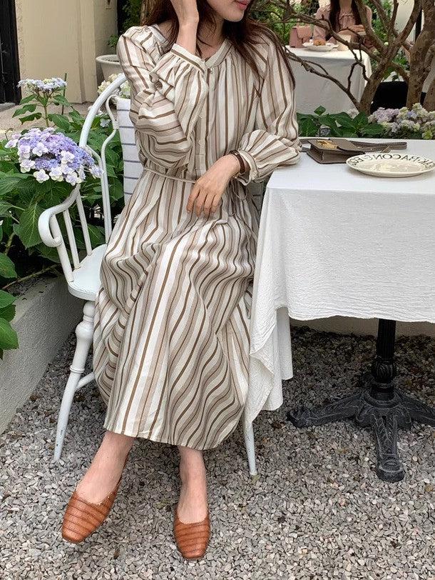 ラウンドネックストライプワンピース ﻿ 6532-画像12-韓国ファッション通販POPREA［ポップリア］