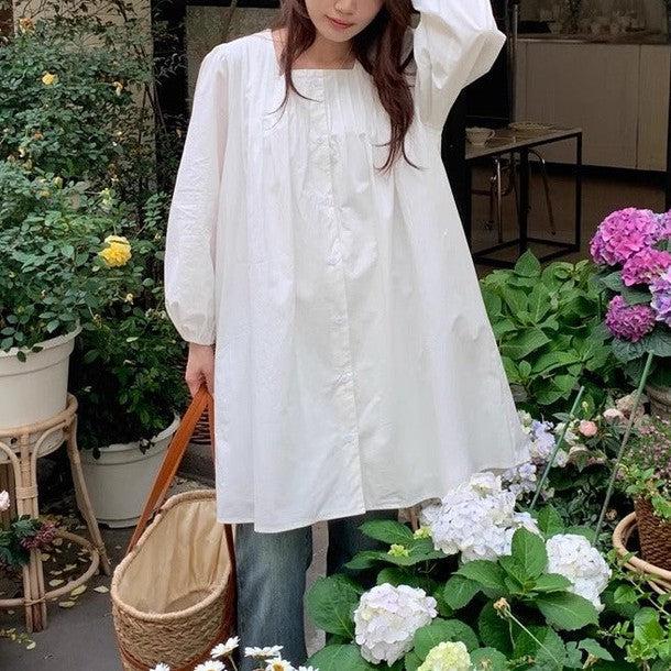 ノーカラーフロントボタンワンピース 6539-画像12-韓国ファッション通販POPREA［ポップリア］