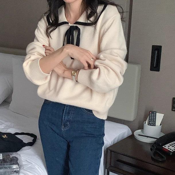 ワイドネックカラーリボンニット 6235-画像13-韓国ファッション通販POPREA［ポップリア］