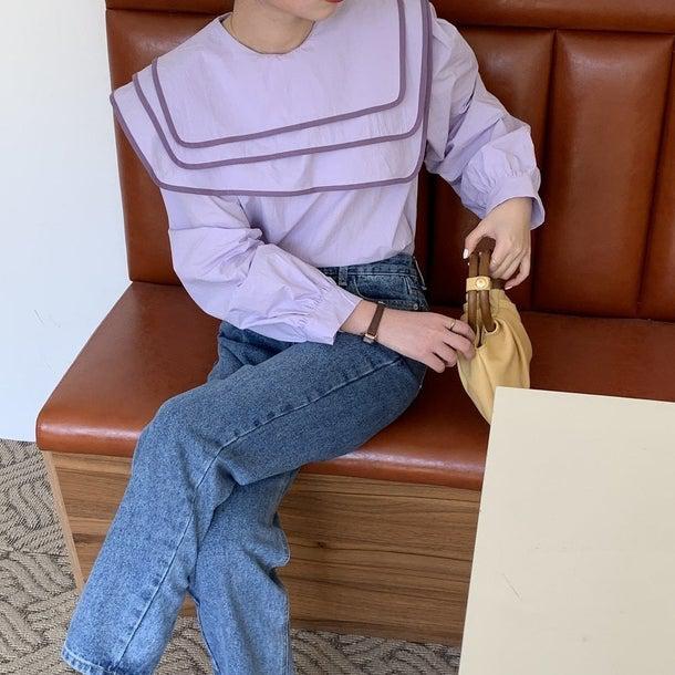 セーラーネックカラーブラウス 6623-画像13-韓国ファッション通販POPREA［ポップリア］