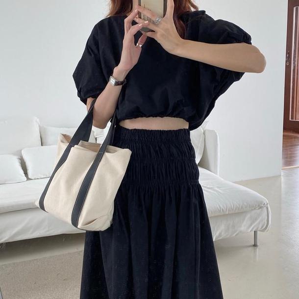 半袖パフスリーブ&ロングスカートセットアップ 6671-画像13-韓国ファッション通販POPREA［ポップリア］